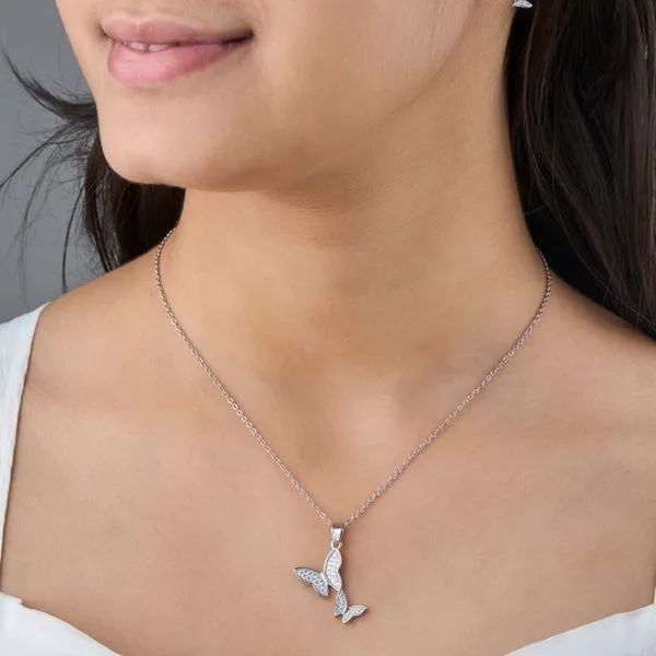 Silver_Plated_Butterfly_Diamond_Pendant_Necklace_And_Earrings_Set_For_Women_And_Girls